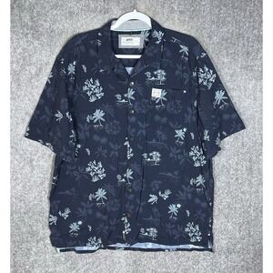 Jetty Marine Supply Loop Collar Button Up Shirt Mens Size XL Blue Hawaiian Beach